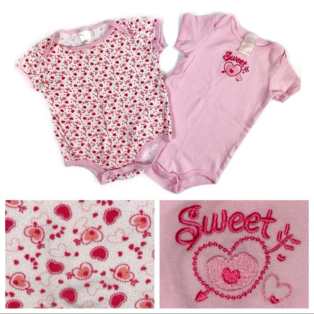 Broadway Baby Set of 2 Heart Onesies 6-9M